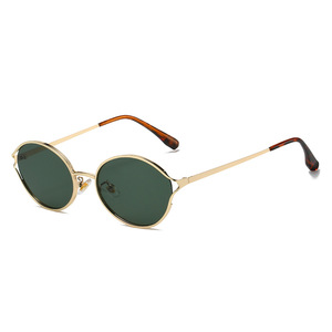 Lunettes de soleil à monture complète circulaire, monture dorée, verres noirs, protection UV400, unisexe, tendance, pour les voyages et les soirées - Product Image 3