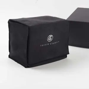 사용자 정의 로고 인쇄 Drawstring 스웨이드 종이 상자 선물 포장 파우치 고품질 마이크로 화이버 상자 가방
