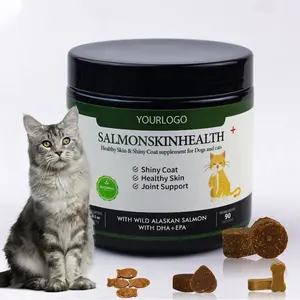 주문 개와 고양이 연어 풍미 연약은 Omega EPA ha ARA Pollock 기름 피부 & 외투 애완 동물 보충교재를 씹습니다