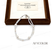 Bracelet superposé délicat pour femme en argent sterling S925 avec perles blanches, idéal pour les cadeaux d'affaires, fournisseur en gros OEM
