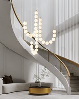 Lustre Perlé avec Cercles en Acrylique, Design Collier de Perles, Luminaire Suspendu pour Salon, Hôtel, Décoration Intérieure