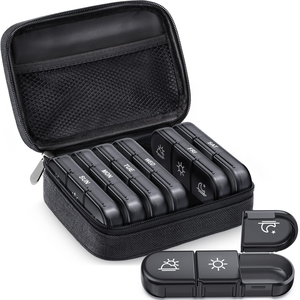 Portable Travel Pill Box with logo Promotional Mini Plastic Cute Weekly Box 7 Days Pill case Travel Daily Pill Box