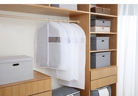Housse de costume portable pliable en non-tissé transparent, écologique, avec poignée et fermeture éclair, personnalisable avec logo et nom de marque