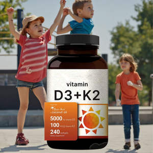 Cápsulas Veganas de Vitamina D3 <span class=keywords><strong>K2</strong></span> al por Mayor OEM, 5000 UI D3 100 mcg <span class=keywords><strong>K2</strong></span>, Multivitamínico en Gelatina, Alimento Herbal Saludable a <span class=keywords><strong>Base</strong></span> de Aceite de Coco - Product Image 6