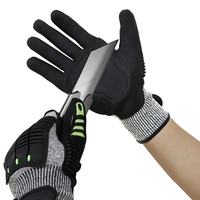 Gants de travail de sécurité anti-coupure, protection contre les chocs niveau 5, revêtement en nitrile sablé, dos antidérapant en TPR, pour la manipulation du verre et du métal