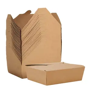Коробка из крафт-бумаги для пищевых продуктов 25 шт. биоразлагаемые контейнеры для пищевых продуктов на вынос коробка для салата маслостойкая и герметичная для приготовленных продуктов