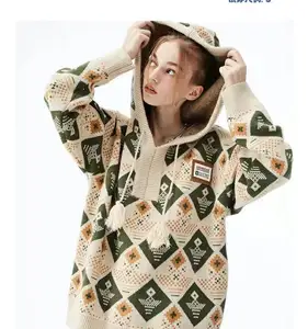 Best Offer for Winter Christmas Arrival Mommy&Me Vintage Argyle Pullover Knitted Hoodie Family Matching Clothing Sweatshirt