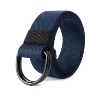 Ceinture tactique unisexe en toile entièrement ajustable sans trous, ceinture en toile de coton avec boucle double D en fer mat pour pantalon cargo