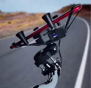 Evrensel X tipi 360 derece rotasyon motosiklet motosiklet cep telefon tutucu Usb şarjlı