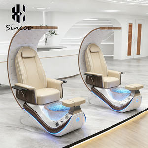Luxury Wholesale Beige Modern Throne Professional <b>High</b> <b>Back</b> Foot Spa Massage Manicure Pedicure Chairs for Nail Salon - Product Image 2