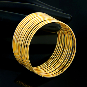 2pcs Dubai Stackable <b>Bangles</b> 21k Gold Plated Simple Design Ladies Bracelet Jewelry for Daily Event Party - Product Image 5