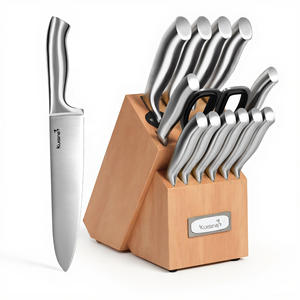 キッチン15点セット高炭素ステンレス鋼シェフナイフセット、鋸歯状刃、両手利き用ハンドル、家庭用カスタムロゴ入り - Product Image 1