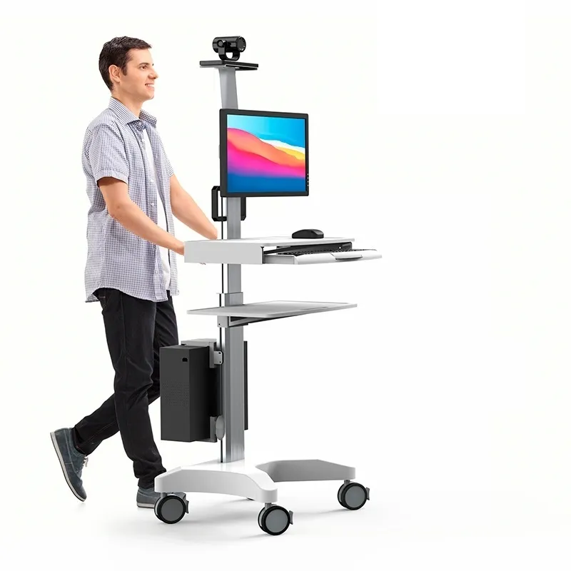 Ziekenhuis Mobiele Computer Kar Medische Monitor Kar Telegeneeskunde Terminals Hoogte Verstelbare Trolley