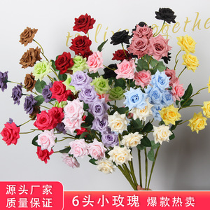 ดอกกุหลาบประดิษฐ์ 6 กิ่งเล็ก ทำจากพลาสติก PU ผ้าไหม สำหรับตกแต่งงานแต่งงาน จัดวางทางเดิน - Product Image 4