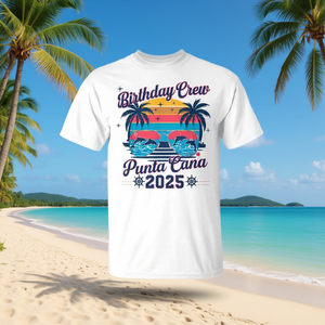 T-shirt de groupe assorti pour les vacances Birthday Crew Punta Cana 2025 - Product Image 3