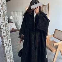 Abaya Hafizah en dentelle noire et sequins, robe longue traditionnelle musulmane pour femme, robe modeste longue jusqu'au sol pour la prière de l'Aïd
