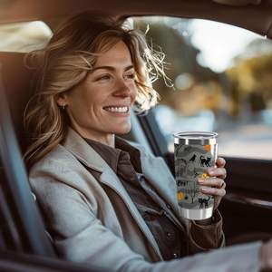 Vaso de acero inoxidable para Halloween de 20oz, taza de café de viaje con aislamiento clásico de gato Boo, regalos de bruja de terror, espeluznante para tapa de paja - Product Image 5