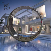 Sculpture extérieure abstraite moderne en acier inoxydable de grande taille avec éclairage pour hôtel, villa, parc BLVE