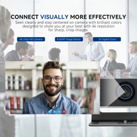 TENVEO PC Barra Audio de sonido y vídeo Cámara de conferencia integrada Enmarcado inteligente Gran angular 4K Barra de sonido de vídeo