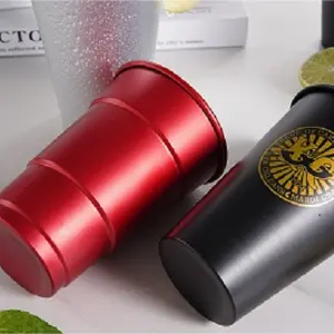 Custom Color Drinking TumblerMug Reusable Anodized Tumbler Sublimation Beer Coffee Disposable Aluminum Cups With Logo