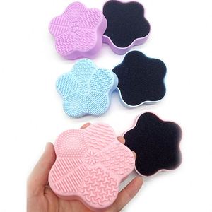 Makeup Brush Cleaner Dry Cleaning Sponge <b>Box</b> with Silicone Cleaning Mat, Multifunctional Beauty <b>Tool</b> for Washing Makeup Brushes - Product Image 1