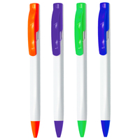 Stylo bille publicitaire rétractable en plastique blanc personnalisé pour les réceptions d'hôtels et de banques, logo personnalisé disponible, écriture fluide