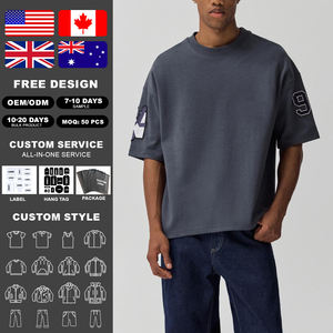 Camiseta KingSen personalizada, transpirable, de 300 g/m², extragrande, para hombre, con lavado ácido, logotipo bordado, estilo urbano. - Product Image 2