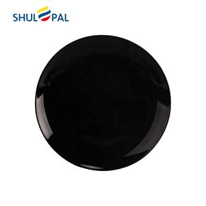 Vaisselle Shulopal 9.5 pouces moins Brakaege Design Unique <span class=keywords><strong>Pizza</strong></span> assiette de fruits plat verre <span class=keywords><strong>opale</strong></span> noir grande assiette ronde cuisine - Product Image 1