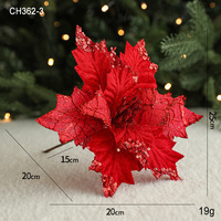 Großhandel Glitzer-Weihnachtssterne Künstliche Weihnachtsblumen-Ornamente Pailletten Christbaum-Dekorationen Blumen für Feiertagsparty-Dekoration