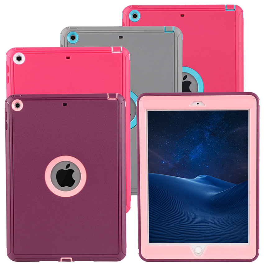 For Apple iPad Mini 1/2/3/4 9.7 Case 3 Layers Armor Defender Protective Case PC+Silicone Heavy Duty Shockproof Tablet Cover