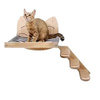 Condo pour chat en bois classique et mignon avec poteau à gratter mural DIY, plateforme de saut et structure d'escalade pour chats