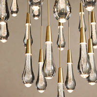 Lustre en cristal K9 en forme de goutte de pluie en acier, suspension de luxe pour villa, salon, escalier, projet sur mesure, qualité contractuelle ETL