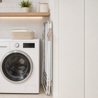 Séchoir à linge autoportant pliable en métal antirouille Dreamland avec étagère en maille, gain de place, en stock