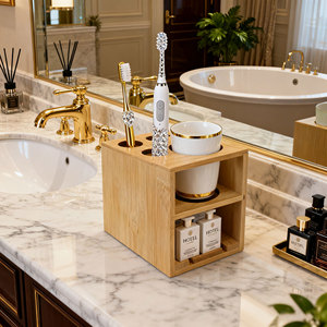 100% Tre Bền Vững Naturals Bàn Chải Đánh Răng Chủ Phong Cách Phòng Tắm Tổ Chức Dễ Dàng Để Làm Sạch - Product Image 5