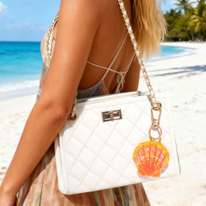 パーソナライズされた漫画ノベルティ島ハワイローカルナンバープレートフラワーシェルバッグチャームカラビナーキーチェーン防水 - Product Image 3