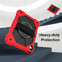 Étui robuste anti-chute WESOROL pour iPad A16 11e génération 2025 iPad 10e génération 10,9 2022 avec support rotatif à 360°, sangle de main et bandoulière, rouge et noir