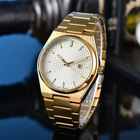 Montre de luxe pour hommes d'affaires, mode en or, mouvement à quartz, boîtier en acier inoxydable, cadran en verre avec pointeur