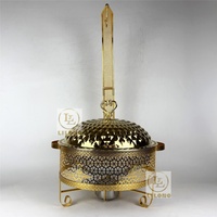 Plat à réchaud suspendu en acier inoxydable plaqué or 8L avec texture diamantée, chauffe-plats pour mariages, hôtels, buffets et banquets