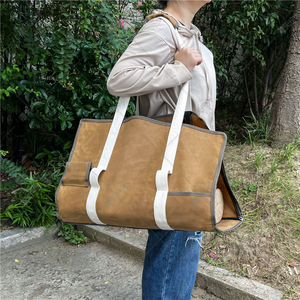 Sac de transport en toile imperméable sur mesure avec compartiment intérieur pour le stockage de bois de chauffage en extérieur, sac fourre-tout unisexe multi-usage - Product Image 3
