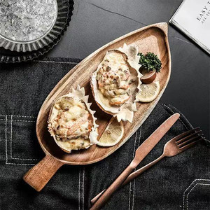 Leaf Shaped Acacia Wood <b>Tray</b> For Coffee Tea Pizza Steak Serving Platter Small And <b>Large</b> Size - Product Image 2