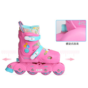 Children's Roller Skates Pink Blue Mesh Lining Double <b>Row</b> Wheels PP Sole Flashing Wheels Kids Sport <b>Shoes</b> - Product Image 2