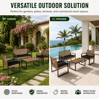 Ensemble de salon de jardin moderne en rotin PE 4 pièces, 4 places, avec table basse pour jardin, balcon, véranda