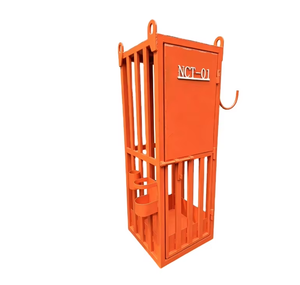 Industrial steel elevated work <b>transport</b> cage with wind-resistant safety enclosure featuring lockable doors for construction sit - Product Image 2