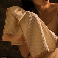 Ensemble de serviettes de bain en satin gaufré de luxe 380 GSM, forte absorption, séchage rapide, design élégant, coffret cadeau, maison, hôtel, spa, couleurs personnalisées