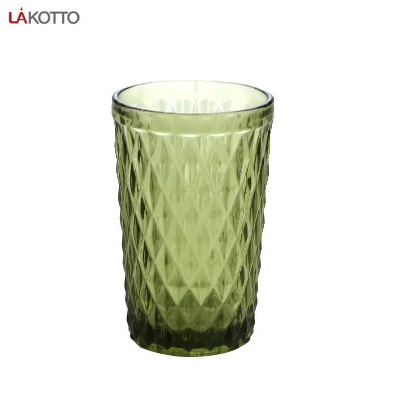 Drinking glassware 350ml tall and thin drinking glass tumbler for hotel and restaurant Green Glass Highball