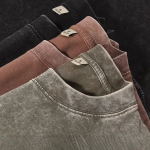 <span class=keywords><strong>Camiseta</strong></span> Deportiva de <span class=keywords><strong>Manga</strong></span> <span class=keywords><strong>Larga</strong></span> de Algodón Orgánico de Alto Gramaje al por Mayor con Lavado Ácido, Patrón Sólido y Serigrafía - Product Image 4