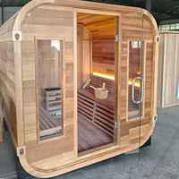 Sauna en bois massif Garden Villa, poêle à vapeur électrique, porte en verre trempé, intérieur/extérieur, 220-240V, garantie 3 ans