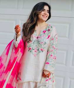 RADHE EXPORTS Salwar Kameez pour femme, design moderne, en soie Vichitra lourde et raffinée, avec broderies de fils et sequins, pour soirée, livraison rapide - Product Image 4