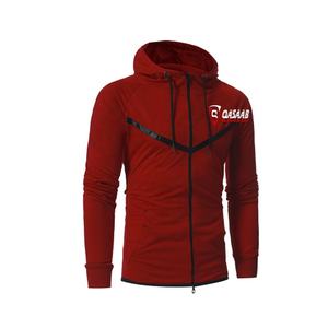 Long-Zippers <b>Red</b>-Color Cotton High Quality OEM Blanked Heavyweight Fleece Custom Logo Oversize Men <b>Women</b> Hoodies Jackets - Product Image 1