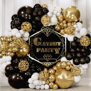 Kit di Decorazioni <span class=keywords><strong>per</strong></span> Feste di Laurea, Compleanno, Matrimonio con Palloncini Cromati Oro, Nero e Bianco e Ghirlanda di Palloncini con <span class=keywords><strong>Coriandoli</strong></span> Dorati - Product Image 2